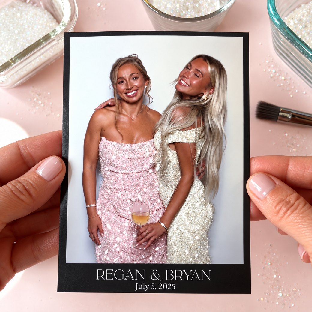 A glitter embellished photo print