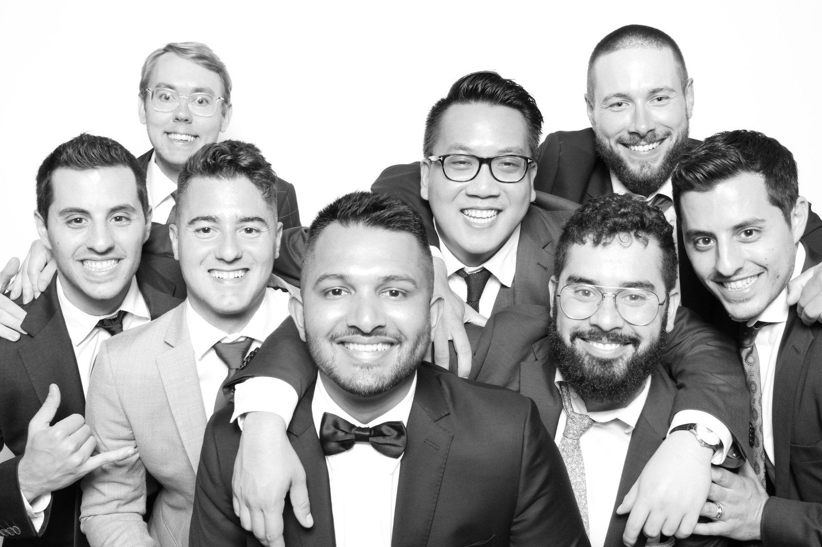 Groomsmen in black and white